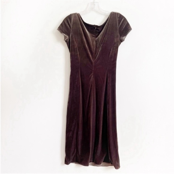 Armani Collezioni dress brown velvet ruched vintage designer fitted - Picture 8 of 8